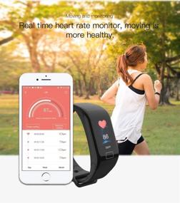 img 1 attached to 💪 Rizening Fitness Tracker HR+, F1 Plus: Heart Rate Monitor, Blood Pressure, Pedometer, Waterproof, Sleep Monitor Step Counter for Kids, Women, Men - Black