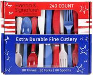 convenient nicole home collection plastic combo box: 240 cutlery set in patriotic red/white/blue logo