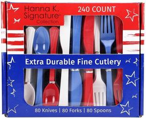 img 4 attached to Convenient Nicole Home Collection Plastic Combo Box: 240 Cutlery Set in Patriotic Red/White/Blue