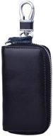 🔑 premium men's leather zip around key holder wallet with 6 hooks for car keys logo