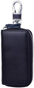 img 4 attached to 🔑 Premium Men's Leather Zip Around Key Holder Wallet with 6 Hooks for Car Keys
