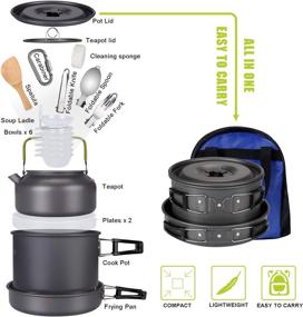 img 1 attached to G4Free 19-Piece Camping Cookware Mess Kit - Lightweight Pot, Pan, Kettle, Fork, Knife, Spoon Set for Backpacking, Outdoor Camping, Hiking, and Picnic