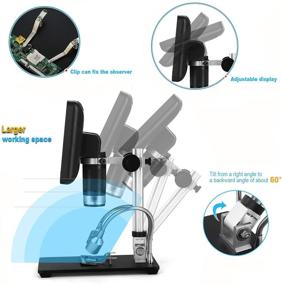 img 2 attached to 🔬 HD LCD Digital Microscope with 7-inch Screen, 200X Magnification Zoom Camera Video Microscope including 16GB TF Card, Adjustable Angle Display &amp; 8 LED 2 Fill Lights – Ideal for PCB Soldering and Coin Examination