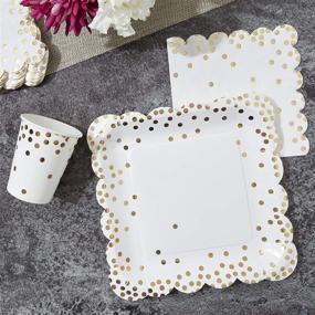 img 1 attached to Pack of 48 Gold Square Disposable Paper Plates for Parties and Dinners, 9 Inches