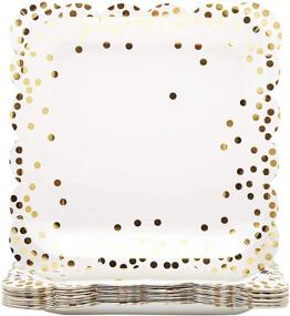 img 2 attached to Pack of 48 Gold Square Disposable Paper Plates for Parties and Dinners, 9 Inches