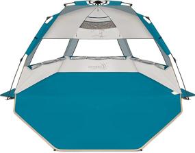 img 4 attached to 🏖️ COMMOUDS 5-6 Person Beach Tent - 110" Wide Portable Sun Shelter for Easy Set Up, UPF 50+ Sun Protection with Extended Zippered Floor and Waterproof Canopy - Family Size Silver Umbrella