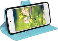 🔵 премиум кожаный чехол для ipod touch 7, 6 и 5 поколений (2020-2012) - синий защитный чехол с карманами. логотип