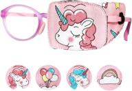astropic cotton & silk eye patch: left eye, pink hair unicorn for kids glasses logo