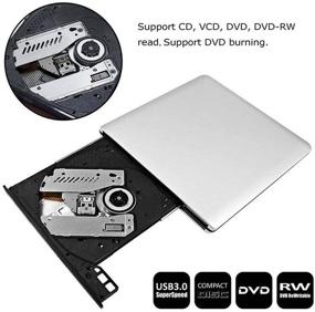 img 2 attached to 📀 2-in-1 USB C & USB 3.0 External CD Drives | Portable Aluminum CD DVD Writer | Super Optical Drive with High Speed Data Transfer, Burning, and Reading | Compatible with Apple MacBook Pro, MacBook, iMac, Dell XPS, PC, and More