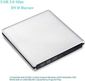 img 1 attached to 📀 2-in-1 USB C & USB 3.0 External CD Drives | Portable Aluminum CD DVD Writer | Super Optical Drive with High Speed Data Transfer, Burning, and Reading | Compatible with Apple MacBook Pro, MacBook, iMac, Dell XPS, PC, and More