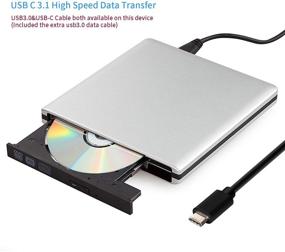 img 3 attached to 📀 2-in-1 USB C & USB 3.0 External CD Drives | Portable Aluminum CD DVD Writer | Super Optical Drive with High Speed Data Transfer, Burning, and Reading | Compatible with Apple MacBook Pro, MacBook, iMac, Dell XPS, PC, and More