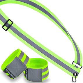 img 4 attached to 🏃 High Visibility Reflective Running Gear 3Pcs - Body, Wrist, Leg, Shoulder Strap with Carabiner - Safety Reflector Tape Straps - Large Reflective Surface Area - Ideal for Night Running