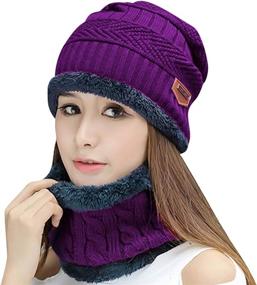 img 3 attached to 🧣 Warm Winter Beanie Hat Scarf Gloves Set for Women - HINDAWI Slouchy Snow Knit Skull Cap Infinity Scarves Touch Screen Mittens