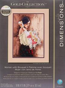 img 2 attached to 🧵 Dimensions Advanced Counted Cross Stitch Kit, Woman with Bouquet, 18 Count Beige Aida Fabric, 11 by 15 Inches