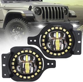 img 4 attached to DOT Compliant 4 Inch LED Fog Lights 🔦 with Halo Ring for Jeep Wrangler JL 2018-2020 Replacement