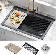 kraus kgtw2-33mbl bellucci metallic black granite composite sink - includes accessories, 33 inch - ideal for drop-in kitchen installation logo