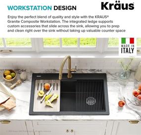 img 1 attached to Kraus KGTW2-33MBL Bellucci Metallic Black Granite Composite Sink - Includes Accessories, 33 Inch - Ideal for Drop-In Kitchen Installation