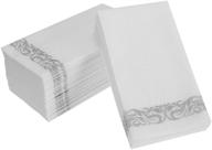 foraineam linen-feel disposable hand towels - 100-pack silver floral paper guest napkins logo