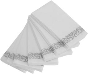 img 1 attached to Foraineam Linen-Feel Disposable Hand Towels - 100-Pack Silver Floral Paper Guest Napkins