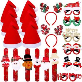 img 4 attached to 🎉 Ruisita 20-Piece Christmas Party Costume Supplies: Glasses Frames, Santa Hats, Headbands, Slap Bracelets & More!