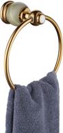 🛁 lanc bathroom towel ring hand towel holder for bath and kitchen - durable copper and marble stone construction with elegant moen style gold finish - wall mount design, tm6506ds-qyy logo