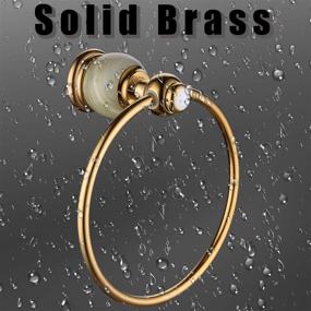 img 3 attached to 🛁 LANC Bathroom Towel Ring Hand Towel Holder for Bath and Kitchen - Durable Copper and Marble Stone Construction with Elegant Moen Style Gold Finish - Wall Mount Design, TM6506DS-QYY