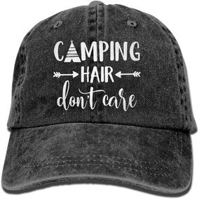 img 4 attached to 🧢 Splash Brothers Custom Unisex Camping Hair Don't Care Vintage Baseball Cap - Denim Dad Hat: Adjustable and Stylish!