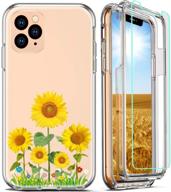 🌸 clear flower 014 firmge iphone 11 pro max case: full-body coverage, shockproof protection, 2 tempered glass screen protectors logo