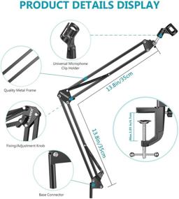 img 3 attached to 🎤 Микрофонная подвесная тяга NEEWER с регулируемой выдвижной рычаговой планкой - максимальная нагрузка 1 кг - компактная микрофонная стойка для радиовещания, озвучивания, сцены и телевизионных станций - совместима с Blue Yeti, Snowball, Yeti X и др.