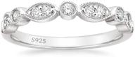 💍 925 sterling silver wedding band for women | eamti cubic zirconia marquise & round milgrain half eternity stackable ring | size 5-10 logo