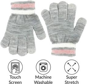 img 1 attached to 🧤 Stay Warm and Connected: accsa Kid Boy Girl Winter Neon Stripe Touch Screen Tech Magic Glove 3pc Set