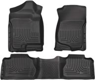 🚜 husky liners 98211 weatherbeater floor mats - perfect fit for 2007-2013 chevrolet silverado/gmc sierra 1500 extended cab and 2007-2014 chevrolet silverado/gmc sierra 2500/3500 extended cab (black) logo