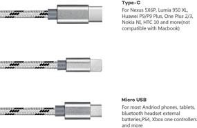 img 3 attached to 🔌 Улучшенный набор Trendsetter 2Pack 3ft мультизарядный кабель - универсальный зарядный шнур с нейлоновыми разъемами 3 в 1 типа C и Micro USB - совместимый с мобильными телефонами, планшетами и другими устройствами