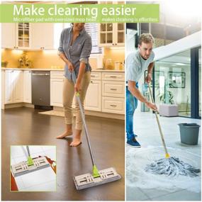 img 1 attached to 🧹 Versatile Microfiber Mop for Hardwood Floors - 4 Reusable Pads Included, Ideal for Dry/Wet Cleaning on Laminate/Tile Surfaces, Enhanced Handle Flat Mop with Bonus Dirt Removal Scrubber