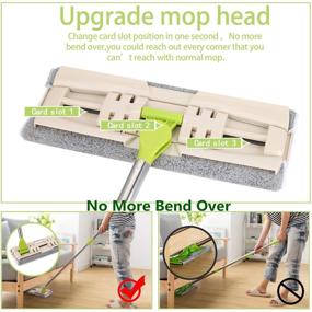 img 2 attached to 🧹 Versatile Microfiber Mop for Hardwood Floors - 4 Reusable Pads Included, Ideal for Dry/Wet Cleaning on Laminate/Tile Surfaces, Enhanced Handle Flat Mop with Bonus Dirt Removal Scrubber