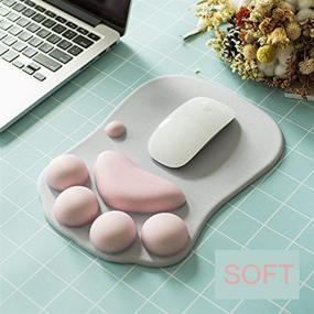 img 3 attached to Cat Paw Mouse Pad With Wrist Support Soft Gel Wrist Rest Pad Cute Design - Cushion Comfort Mousepad Computer Mac Laptop Mouse Mat Desk Decor (Grey)