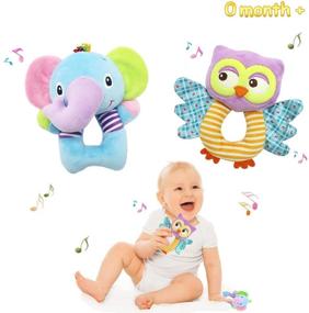 img 4 attached to 👶 Bloobloomax Baby Car Seat Toys - Infant Soft Plush Rattle, Cute Animal Doll - Early Development Hanging Stroller Toys for Newborn Boys and Girls - Ideal Gifts (Set of 2)