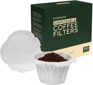 300-pack of podmate disposable coffee paper filters for keurig single cup, small k-cup coffee filter single serve liner - compatible with keurig 1.0 & 2.0 reusable coffee pods, k-cup coffee brewer logo