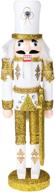 clever creations gold and white soldier 12 inch nutcracker: festive christmas décor for shelves and tables logo