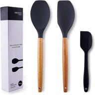 🍳 origrace silicone spatulas set for nonstick cookware, gray, wooden handle rubber spatulas, kitchen cooking spoon utensils set, non-stick baking and mixing scraper, heat resistant silicon spatula sets logo