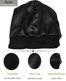 img 1 attached to 🎀 Harewom Hair Wraps: Premium Silk-lined Bonnet for Women and Men - Curly Hair Satin Sleep Cap and Hair Buff