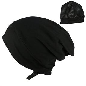 img 3 attached to 🎀 Harewom Hair Wraps: Premium Silk-lined Bonnet for Women and Men - Curly Hair Satin Sleep Cap and Hair Buff