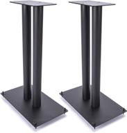🔊 vega a/v systems 24” steel speaker stands - heavy duty, fillable base for medium to large bookshelf speakers - set of 2 with carpet spikes - 11" x 11" 4mm steel base, 6" x 6" speaker pedestal logo