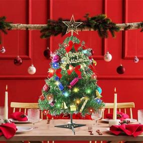 img 3 attached to 🎄 Sparkling Mini Xmas Tree with LED Lights: 24"/60cm Artificial Pine Tree for Festive Tabletop Decoration at Home or Office