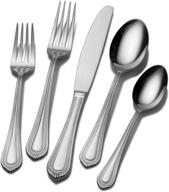 🍴 mikasa regent bead 65 piece silverware set: elegant 18.10 polished mirror stainless steel, service for 12, with serving set logo