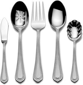 img 3 attached to 🍴 Mikasa Regent Bead 65 Piece Silverware Set: Elegant 18.10 Polished Mirror Stainless Steel, Service for 12, with Serving Set