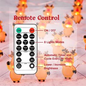 img 1 attached to 🎄 Gorgeous Moment 10ft 30 LED String Lights Reindeer Christmas Holiday Decor Indoor USB & Battery Operated Fairy Twinkle Lights - Remote Dimmable, 8 Lighting Modes, for New Year Party, Xmas Tree Gift