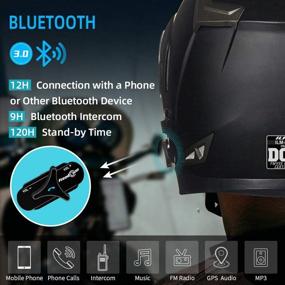 img 2 attached to ILM Bluetooth Integrated Modular Flip up Full Face Motorcycle Helmet with Sun Shield & Intercom - 6 Riders Group Communication, Mp3 Compatible (M, Matte Black)