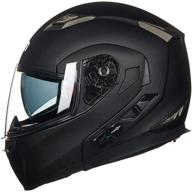 ilm bluetooth integrated modular flip up full face motorcycle helmet with sun shield & intercom - 6 riders group communication, mp3 compatible (m, matte black) logo