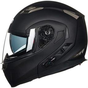 img 4 attached to ILM Bluetooth Integrated Modular Flip up Full Face Motorcycle Helmet with Sun Shield & Intercom - 6 Riders Group Communication, Mp3 Compatible (M, Matte Black)